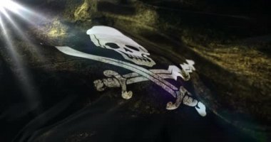 Jolly Roger rüzgarda sallayarak ile bayrak korsan, döngü