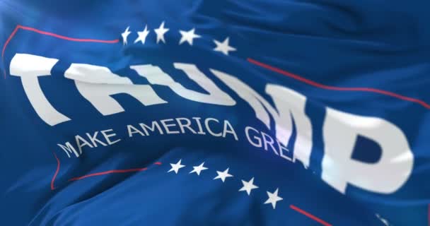 Drapeau de Donald Trump avec la phrase : "Make Ameria Great Again, waving. Boucle — Video