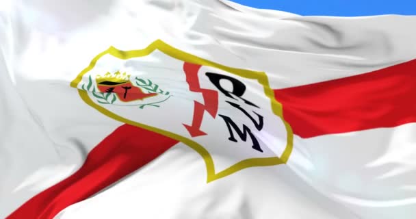 Drapeau du club de football de Rayo Vallecano de Madrid, club de football espagnol, boucle — Video