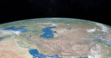 Hazar Denizi içinde Dünya'ya, uzaydan gelen havadan görünümü