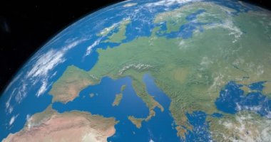 Europe kıta ve Kuzey Afrika ve Asya'da Dünya gezegeni, uzaydan gelen havadan görünümü