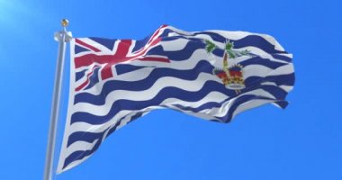 İngiliz Hint veya Hint Britonların yavaş mavi gökyüzü ile rüzgarda sallayarak bayrak, döngü