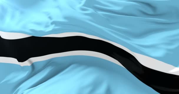 Motswana flag waving at wind in slow with blue sky, loop — Stock Video