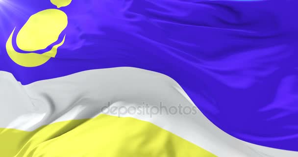 Bandeira da República da Buryatia acenando ao vento, loop — Vídeo de Stock