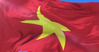 Vietnamca bayrak, mavi gökyüzü, rüzgarla sallayarak döngü
