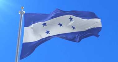 Yavaş, döngü içinde mavi gökyüzü ile Honduras sallayarak bayrak Rüzgar