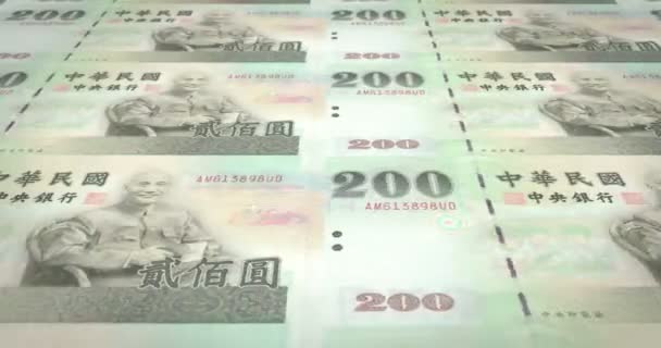Banknotes Two Hundred Taiwanese Dollars Taiwan Rolling Cash Money Loop — Stock Video