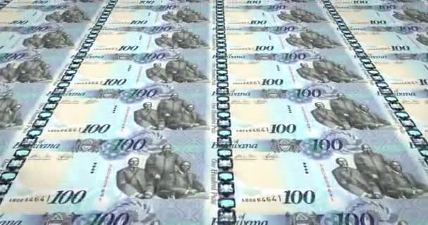 Banknoten Hundert Pulas Botswana Bargeld Schleife — Stockvideo