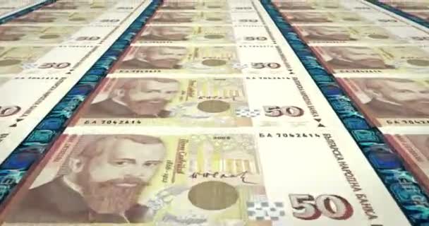 Banknoten Von Fünfzig Bulgarischen Lewa Bulgarien Bargeld Schleife — Stockvideo