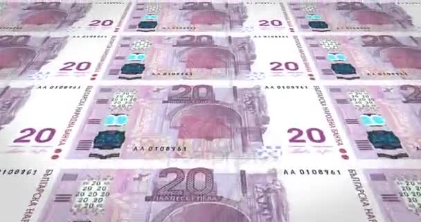 Yirmi Bulgar Levs Bulgaristan Nakit Para Banknot Döngü — Stok video
