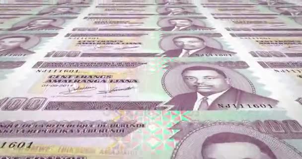 Yüz Burundi Frankı Burundi Nakit Para Banknot Döngü — Stok video
