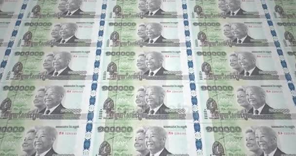 Banknoten Von Hunderttausend Kambodschanischen Rial Kambodschas Bargeld Schleife — Stockvideo