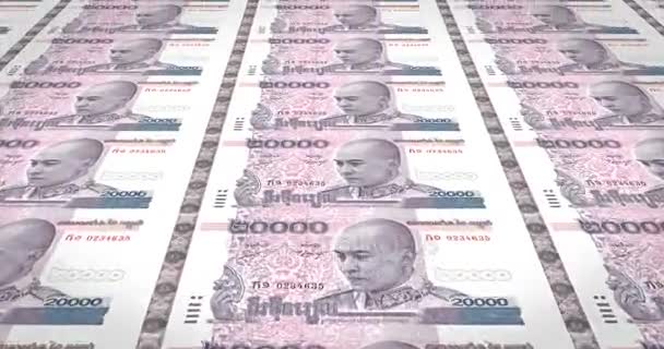 Billets Vingt Mille Riels Cambodgiens Cambodge Argent Comptant Boucle — Video