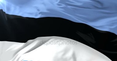 Yavaş, döngü içinde mavi gökyüzü ile Estonya bayrak sallayarak, Rüzgar