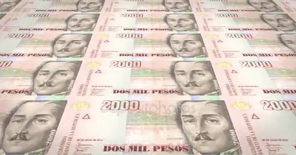 Sedlar Två Tusen Colombianska Pesos Colombia Kontanta Pengar Loop — Stockvideo