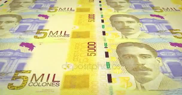 Banknotes Five Thousand Colones Costa Rica Cash Money Loop — Stock Video