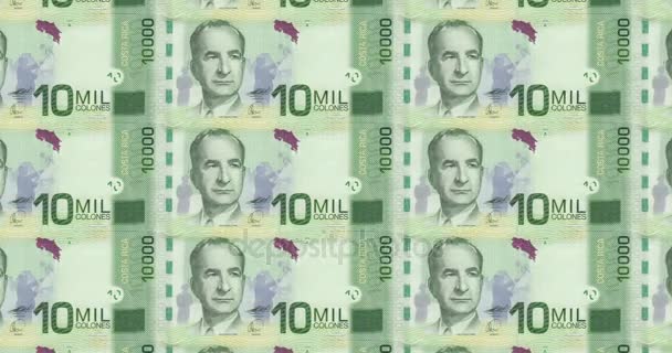 Billetes Diez Mil Colones Costa Rica Dinero Efectivo Bucle — Vídeos de Stock