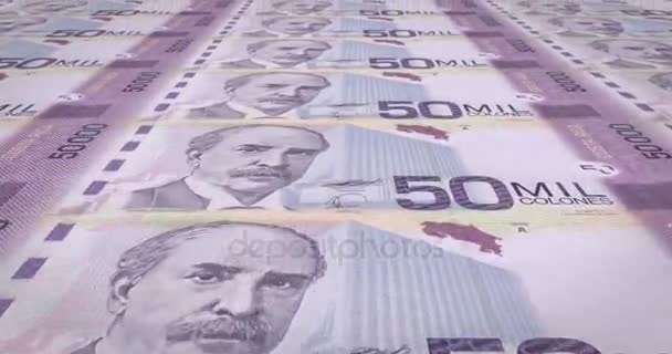 Banknoten Von Fünfzigtausend Colones Costa Rica Bargeld Schleife — Stockvideo