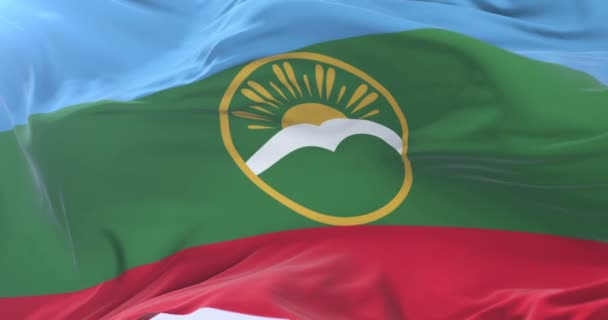 Flagga Karachay Cherkessia Vinkade Vind Långsam Loop — Stockvideo