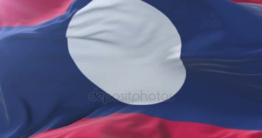Yavaş, döngü içinde mavi gökyüzü ile Laos bayrak sallayarak, Rüzgar
