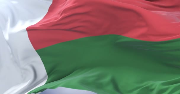 Vlajka Madagaskaru Vítr Modré Obloze Pomalu Mává Smyčka — Stock video