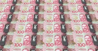 Yeni Zelanda yüz dolarlık banknot, nakit para, haddeleme döngü