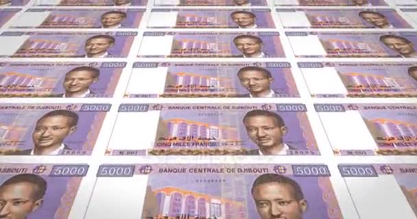 Banknoten Fünftausend Francs Von Dschibuti Rollen Bargeld Schleife — Stockvideo