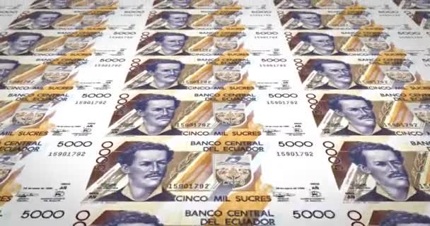 Haddeleme Nakit Para Banknot Beş Bin Ekvador Sucre Ekvador Döngü — Stok video