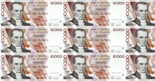 Bankbiljetten Van Ecuadoraanse Sucre Tienduizend Van Ecuador Rollen Contant Geld — Stockvideo