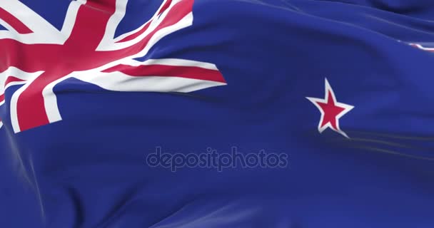 Zászlaja, Új-Zéland integetett a szél a kék ég lassan, hurok