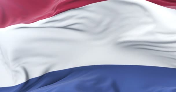 Bandeira Dos Países Baixos Acenando Vento Com Céu Azul Lento — Vídeo de Stock