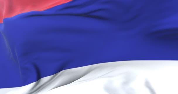 Vlajka Republiky Srbské Vítr Pomalu Mává Modrou Oblohou Smyčka — Stock video