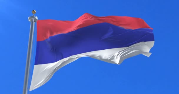 Flag Republika Srpska Waving Wind Slow Blue Sky Loop — Stock Video