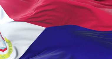 Sint Maarten bayrak sallayarak rüzgarda, yavaş mavi gökyüzü ile döngü