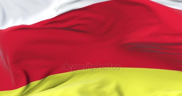 Flaga Osetii Północnej Macha Wiatr Powolny Błękitne Niebo Pętla — Wideo stockowe