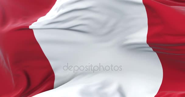 Bandera Perú Ondeando Viento Con Cielo Azul Lento Bucle — Vídeos de Stock