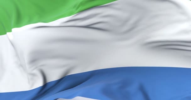 Σιέρα Λεόνε Σημαία Κυματίζει Στην Wind Αργή Μπλε Του Ουρανού — Αρχείο Βίντεο