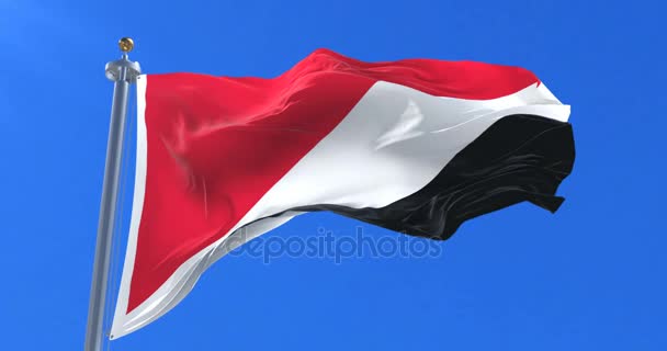 Bandera Del Principado Sealand Ondeando Viento Lento Cielo Azul Bucle — Vídeos de Stock