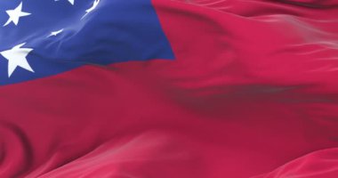 Samoa bayrak sallayarak rüzgarda, yavaş mavi gökyüzü ile döngü
