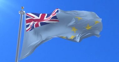 Rüzgarda, yavaş mavi gökyüzü ile sallayarak Tuvalu, bayrak, döngü