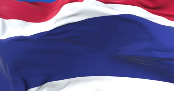 Thailand Vlag Zwaaien Wind Met Blauwe Hemel Traag Lus — Stockvideo