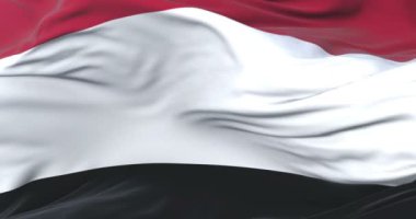 Yemen bayrak sallayarak rüzgarda, yavaş mavi gökyüzü ile döngü