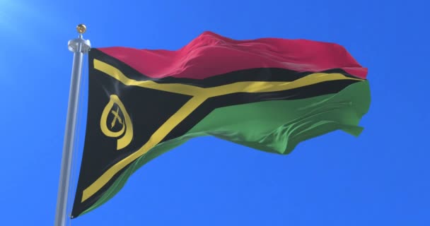 Bandiera Vanuatu Che Sventola Vento Lento Con Cielo Blu Cappio — Video Stock
