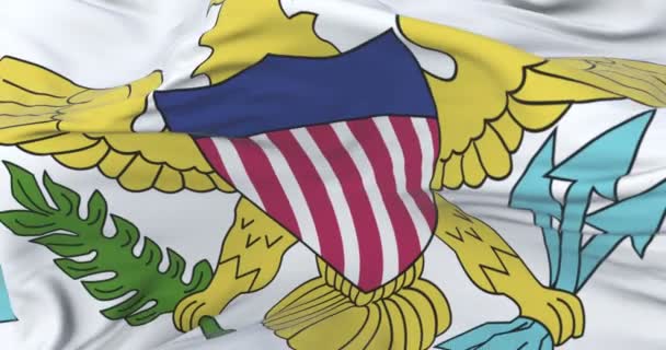 Vereinigte Staaten Jungferninseln Flagge Weht Wind Langsam Mit Blauem Himmel — Stockvideo