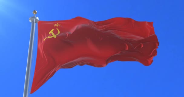 Sovjetunionens Flag Vinker Til Vinden Med Blå Himmel Sløjfe – Stock-video