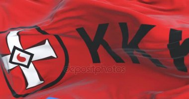 Kırmızı bayrak sallayarak, Ku Klux Klan - Kkk - sembolü ile döngü