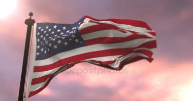 Amerika Birleşik Devletleri bayrak sallayarak batımında, döngü