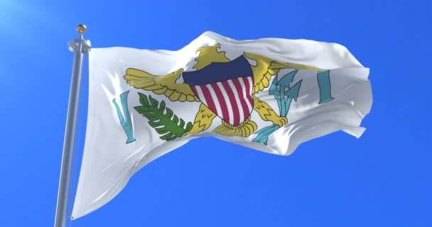 Флаг Виргинских Островов Сша Машущий Ветер Голубым Небом Петля — стоковое видео