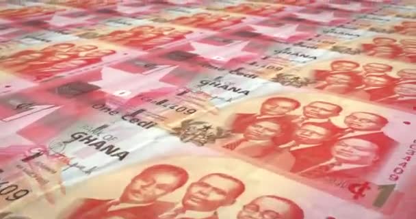 Bankbiljetten Van Één Ghanese Cedi Van Ghana Contant Geld Lus — Stockvideo