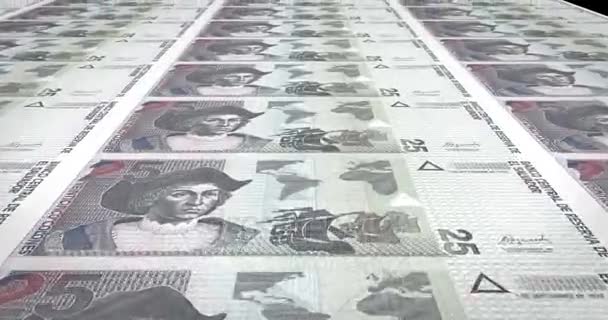 Banknoty Dwudziestu Pięciu Colon Salwadorski Salwadoru Pieniądze Pętla — Wideo stockowe